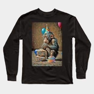 Chimpanzee Birthday Card Long Sleeve T-Shirt